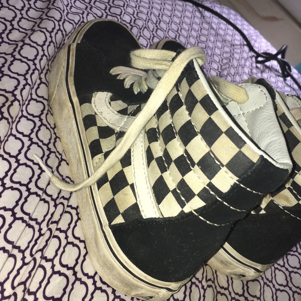 high-top checkered vans